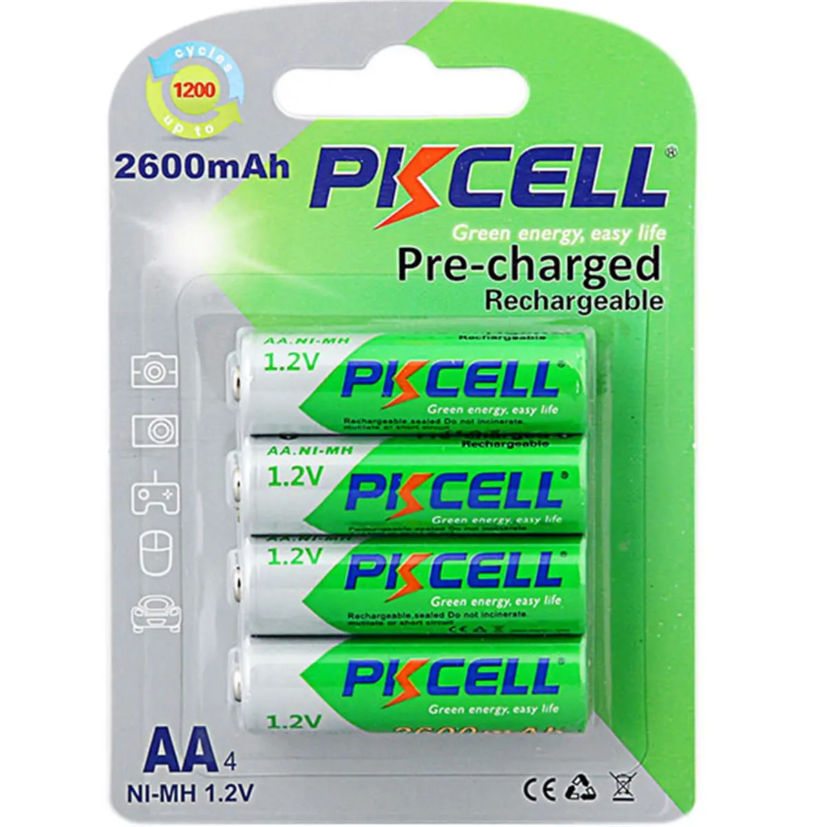 212 MAIN Portable Remote Rechargeable AA Batteries - 1.2V Precharged Low Self-Discharge NiMH Cells, 2600mAh High Capacity Long Lasting Pack of 4, Replacement for Sports & Outdoor Cycling Equipment, Digital Camera Use, Battery Replacement, Digital Camera B