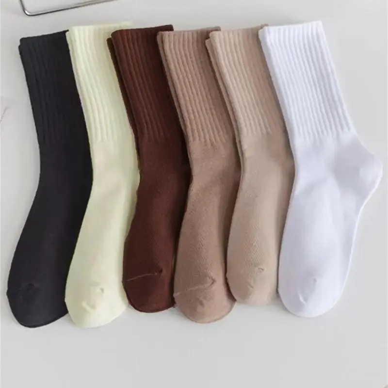 Women's Solid Jacquard Crew Socks, Fashion Casual Comfy Mid Calf Socks, Summer Outfits 2024, Women Socks for All Seasons Daily Wear