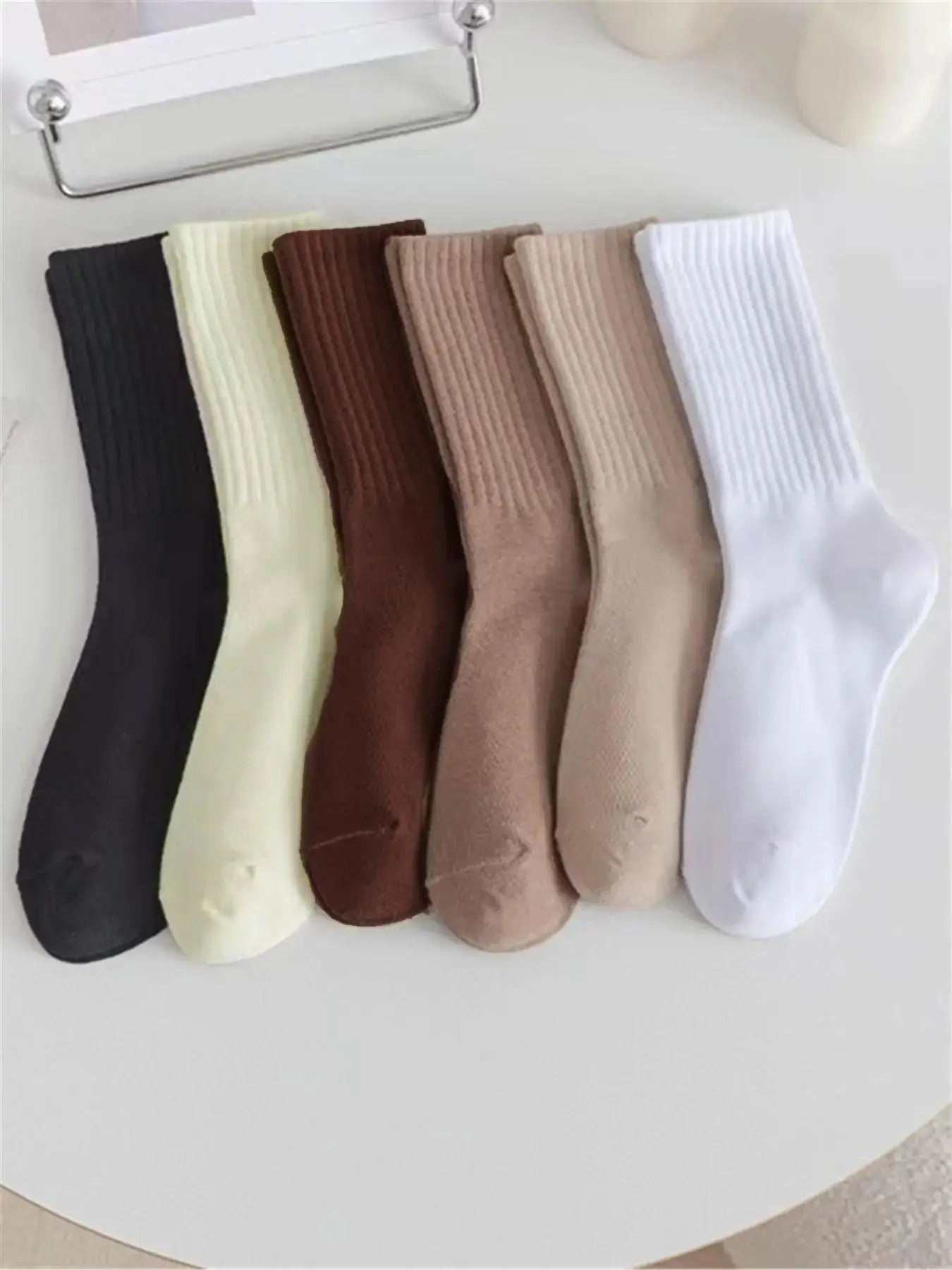 Women's Solid Crew Socks, Fashion Casual Comfy Mid Calf Socks, Summer Outfits 2024, Women Socks for All Seasons Daily Wear