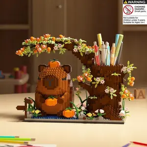 Creative Fun Capybara Building Blocks Set, Cute Animal Model Pen Holder, Abs Plastic Construction Toy, Desktop Decor, Home Decoration, Holiday Gift
