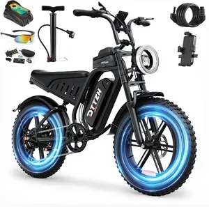 【DTTZH】 F6 Electric Bike for Adults, 1500W Peak Motor, 33MPH Fast Speed, 40-60 Mile Long Range, 48V 15Ah Removable Battery, Fat Tires, Dual Suspension, All-Terrain Electric Mountain Bike, UL 2849 Certified