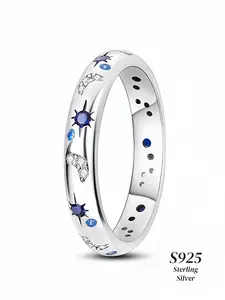 925 Sterling Silver Fashion Star & Moon Design Ring, Fashion Jewelry for Party, Daily Clothing Decor, Trendy All-match & Exquisite Jewelry for Birthday Gift