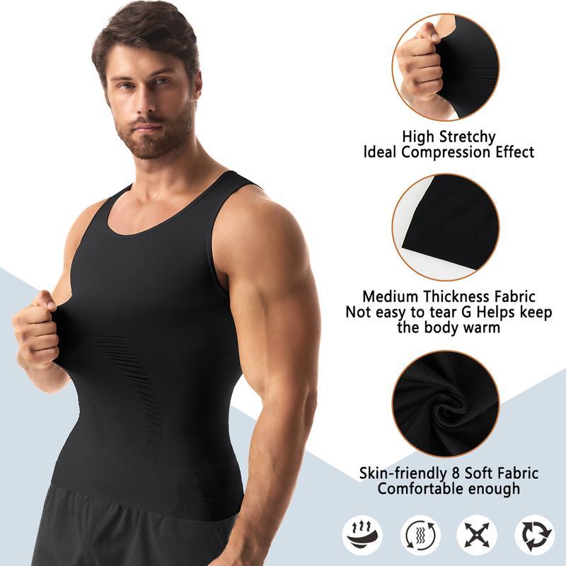 Mens Compression Shirt, Tummy Control Vest, Menswear Body Shaper, Breathable Lightweight Stretchy Comfortable Activewear Workout Tank Tops Smooth Undershirt Soft Suits,Shapewear