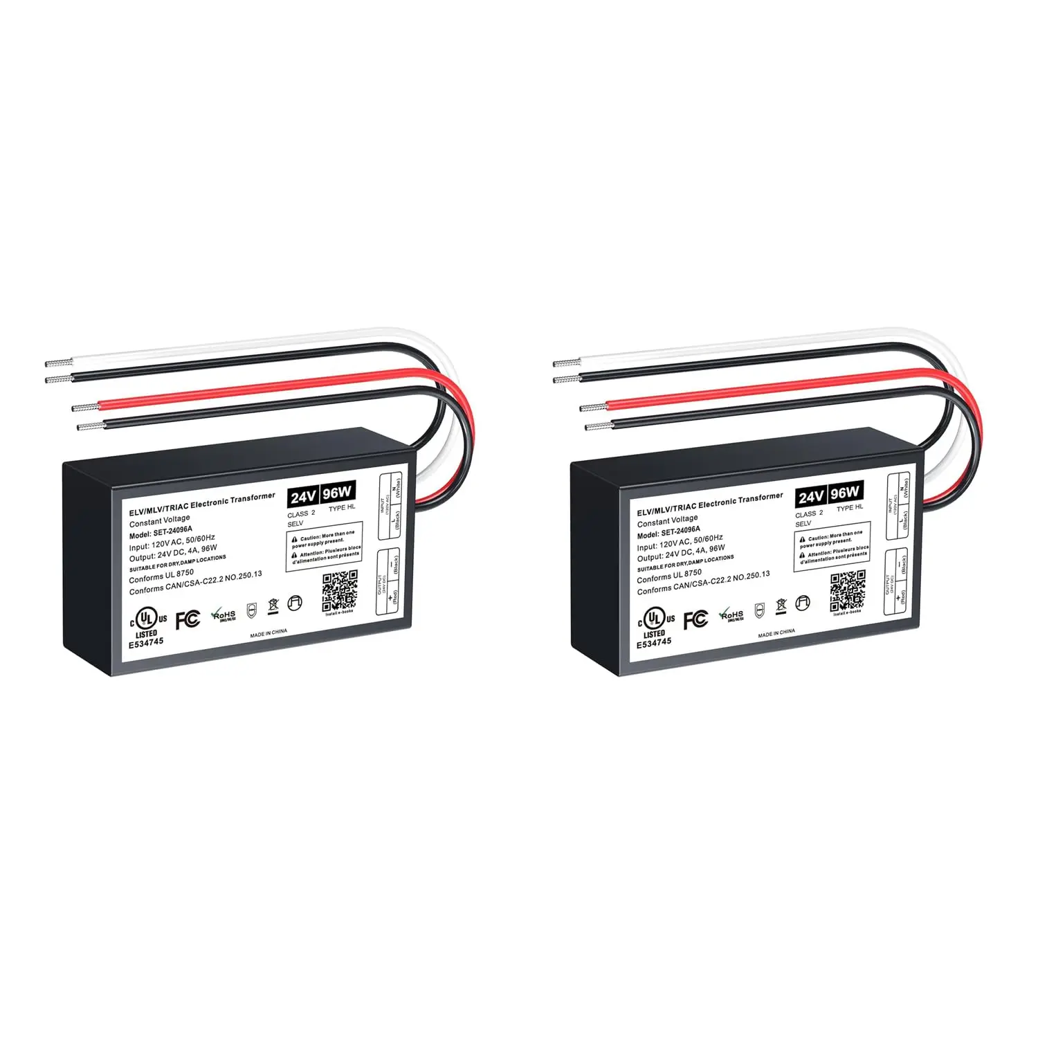 2 count 96W Dimmable LED Driver, 24V Triac/ELV/MLV AC to DC Power  for LED Light, Halogen Bulb, LED Transformer Compatible with & Leviton Dimmer, for Indoor/Outdoor Use
