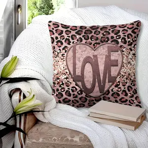 Leopard Print Heart-Themed Throw Pillow With Filling, Soft and Comfortable for Back Support, Easy to Disassemble and Wash, Suitable for All Seasons, A Sweet and Cool Style With A Unique Atmosphere.