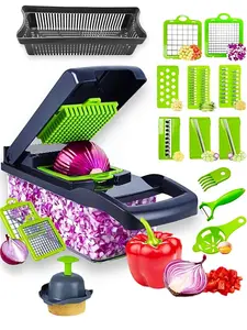 16-in-1 Multi-Functional vegetable Chopper & Slicer |  veggie chopper |  Vegetable Chopper Dicer with Container |  Mandoline Slicer, Food Chopper, Fruit Cutter, Cheese Grater, Veggie Dicer, Kitchen set | fruit cutter