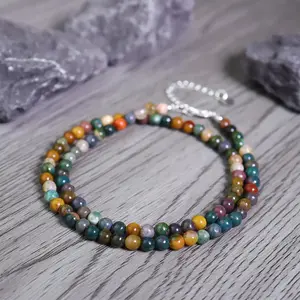 Natural  Ocean Jasper Choker - 4mm Gemstone Beaded Necklace Choker - Healing Necklace  for Men and Women