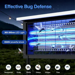 Electronic Mosquito Zapper, Solar-Powered with 3 LED Lamps, Electric Shock Waterproof Outdoor Insect Killer for Patio, Garden Car Battery Repair Tool Accessory