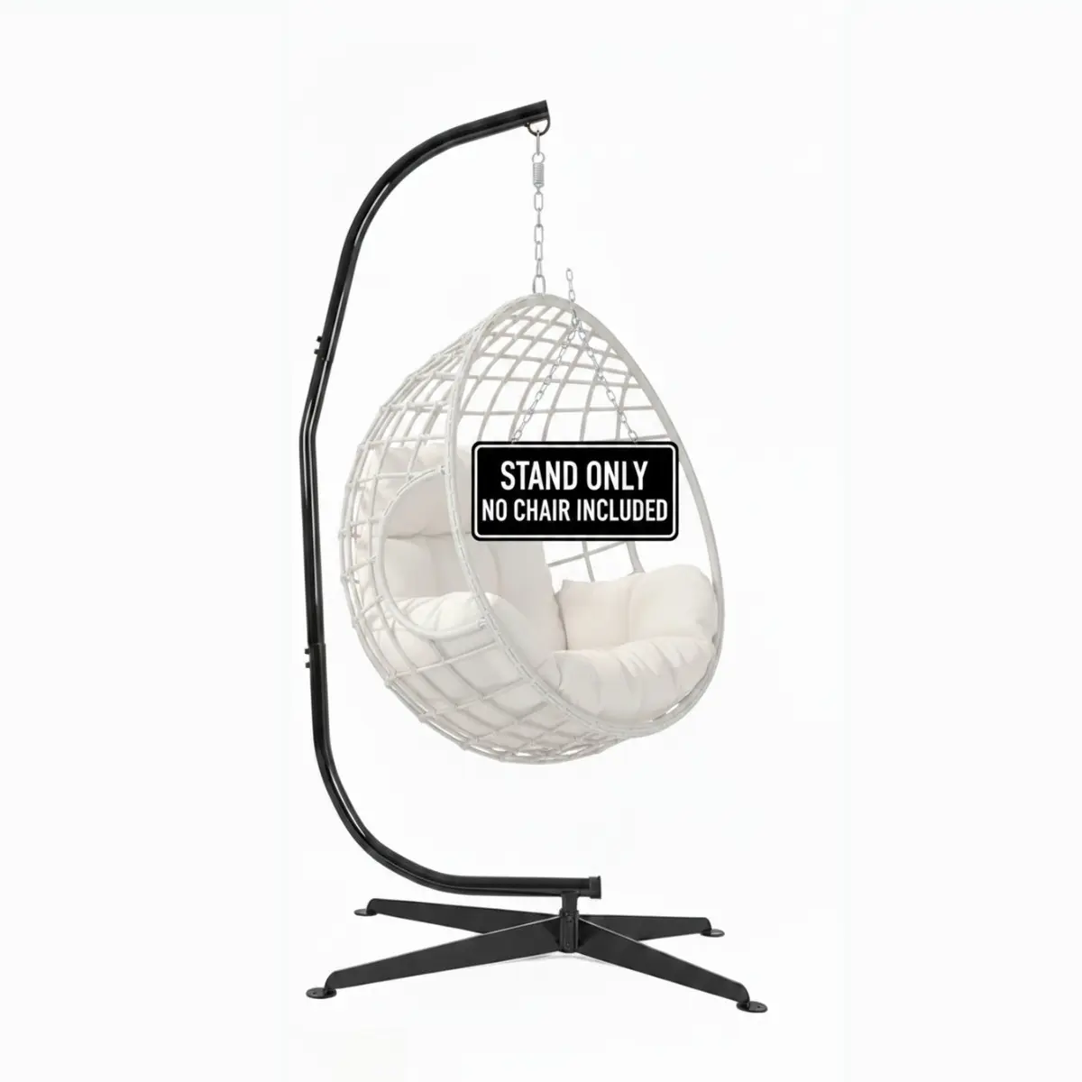 HECASA Heavy-Duty Steel C Hammock Chair Stand, 360° Rotation, 330LBS Capacity, Black Stand Only for Outdoor, Indoor, Patio Use  - Not including the chair