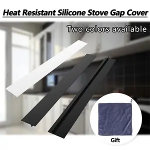 Heat Resistance Silicone Stove Gap Cover- Two Colors, 2Pcs/Set+ Towel Gift -Kitchen Accessories Multi-Purpose Easy To Clean Gap Filler Utensils Storage