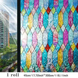 Privacy Window Film, 45cm X 300cm Frosted Glass Sticker, Translucent Not Transparent, Kitchen Bathroom Shower Divider, Anti-Spy Film, Colorful Lattice