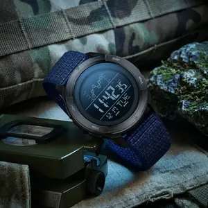 Men's Digital Sports Watch Military Tactical Large Face Wristwatch with Woven Nylon Band LED Backlight Alarm Chronograph Rugged Outdoor Casual Watch for Men