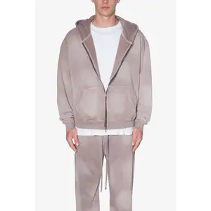 mnml Faded Basic Zip Up Hoodie - Washed Mauve