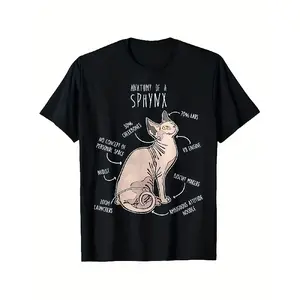 teen clothes Sphynx Cat Anatomy T-Shirt - Funny Sphynx Mom & Dad Pet Owner Gift, 100% Cotton 180gsm Soft Retro Sphynx Cat Labeled Diagram Tee, Casual Short Sleeve Shirt for Cat Lovers (Sizes S-XXXL)