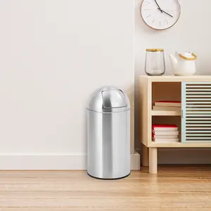Heavy Duty Stainless Steel Trash Can with Push Lid – Commercial Outdoor Garbage Can with Removable Inner Bucket for Easy Emptying