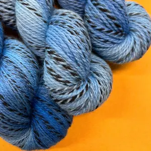 Hand Dyed Blue Zebra Highland Wool Yarn