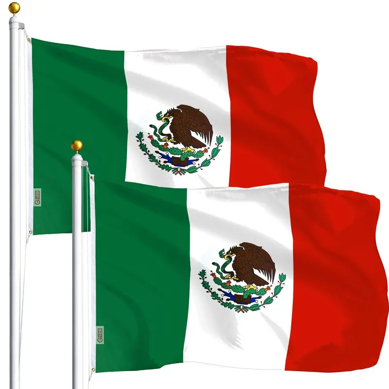 Mexico Flag 3x5 Ft 2-Pack Printed Polyester By G128, Single Sided, Not Embroidered