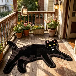 Cat Pattern Rug, Animal Print Rug, American Street Style, Hand Wash Only, Decorative Mat for Living Room, Bedroom, Study, Easy Clean, Retro Style