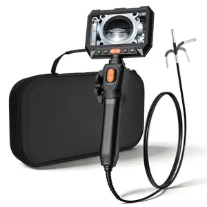 VEVOR Articulating Borescope with 0.15" Ultra Slim Lens, Two-Way Articulated Endoscope with Light, 5" HD IPS Screen, 8X Zoom, 5000mAh Inspection Camera for Auto, Tight Mechanical Spaces (4.9FT Cable)