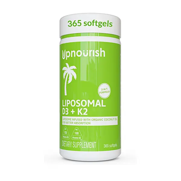 Liposomal Vitamin D3 + K2 MK-7, 5000 IU (125mcg) Vitamin D3 & 100mcg Vitamin K2 with Organic Coconut Oil, Supports Bone Strength, Heart Health, Calcium Absorption & Immune Function, 365 Mini Softgels