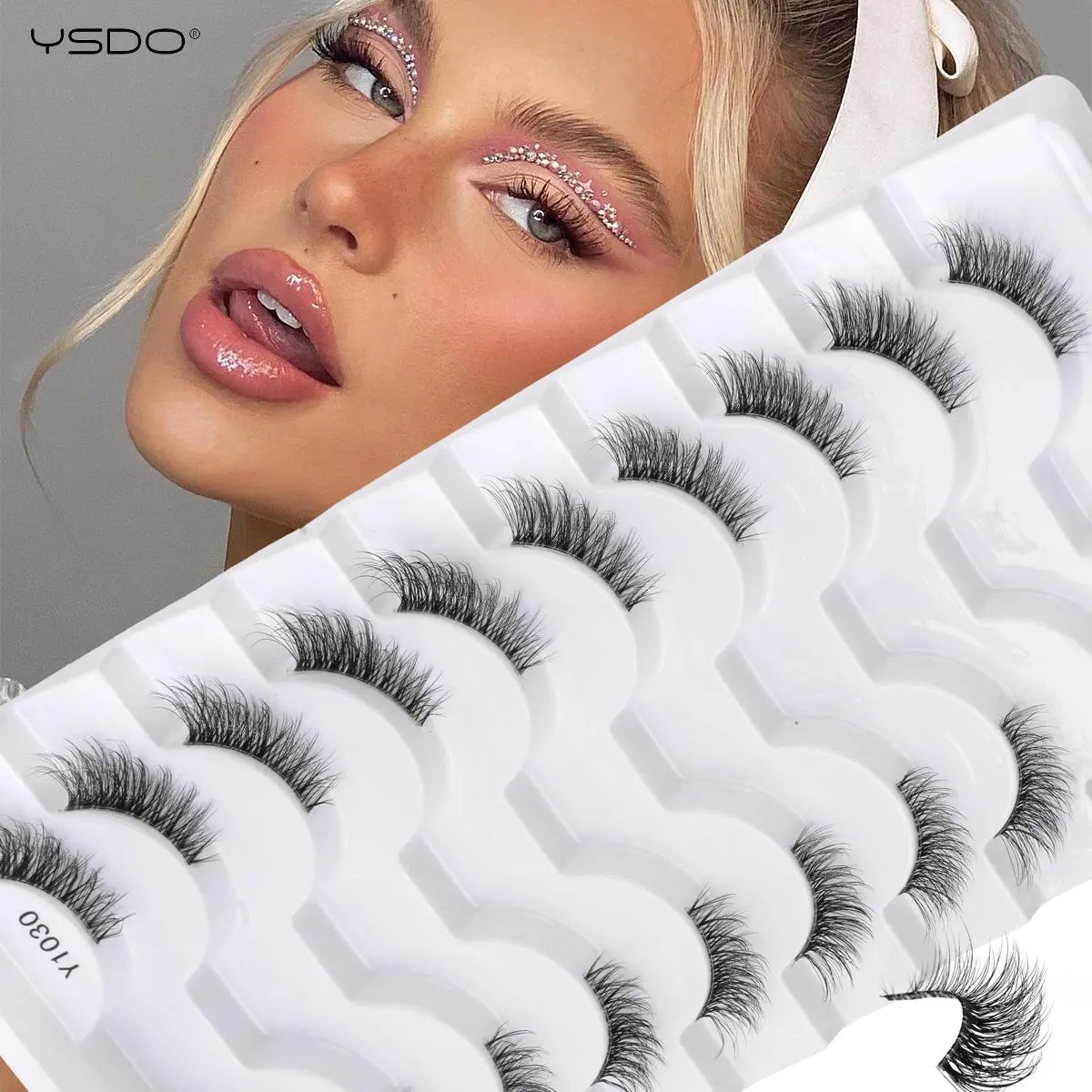 YSDO 5/10 Pairs Half Lashes Cat Eyelashes Soft Natural Clear Band False Lashes Natural Wispy Faux 3d Mink Eyelashes Makeup Tools 2026 New