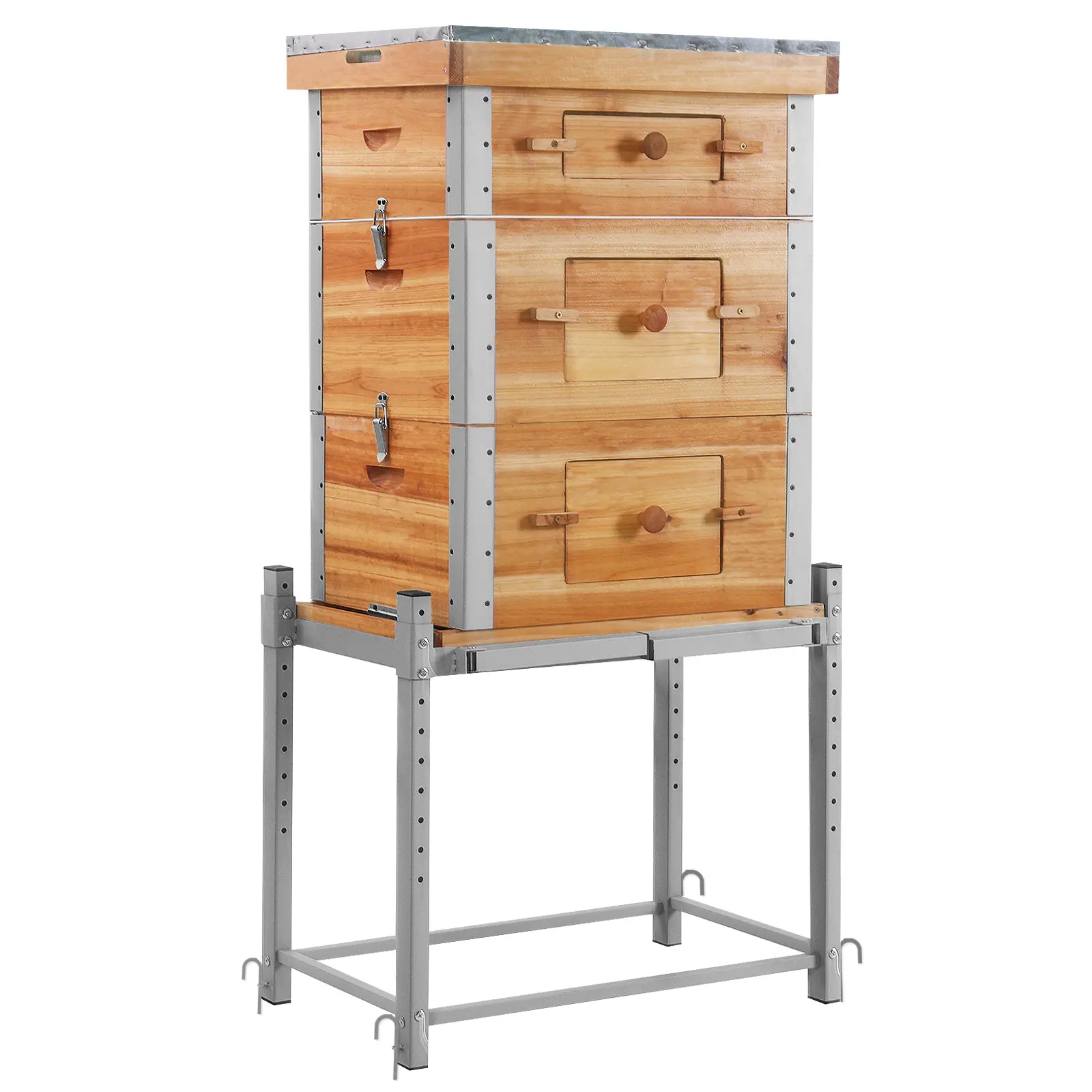 Aivituvin Large Wooden Beekeeping Bee Box (AIR104) - Single Unit with Wooden Body, Metal Frame, Beeswax Coating, Adjustable Rack, Adults-Focused, Natural Safety, Honey Support for Durable Healthy Hive Activity
