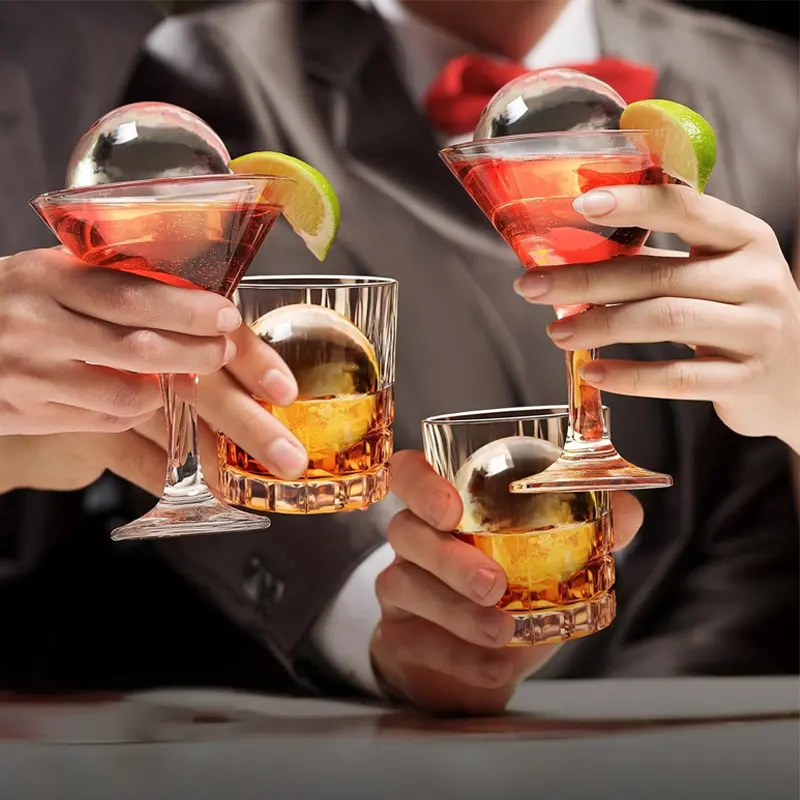WIBIMEN Crystal Clear Ice Ball Maker - Stainless Steel Reusable Mold for Whiskey & Cocktails WIBIMEN Crystal Clear Ice Ball Maker - Stainless Steel Reusable Mold for Whiskey & Cocktails