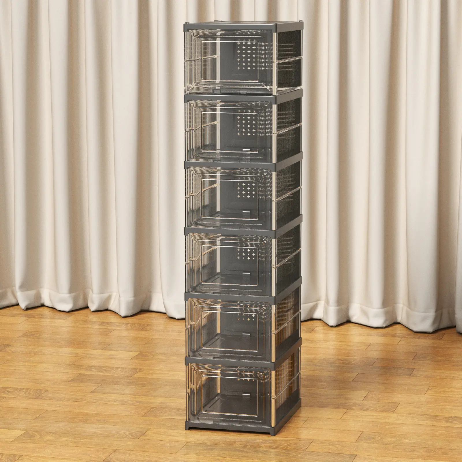 Magnetic Door Stackable Shoe Boxes, Expandable Easy-Assemble Plastic Storage Racks, Multi-Layer Space-Saving Organizer For Sneakers, Boots And Closet