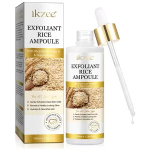 ikzee Rice Exfoliating Essence 100ml: Rice exfoliating essence, gentle skin renewal, moisturizing and brightening, pore cleansing, full-body exfoliation. Gently softens dead skin cells. Free of exfoliating beads.