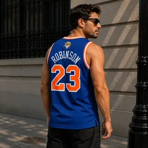 "Robinson 23 Finals Jersey" New York Basketball Mesh Tank Top, Vintage Inspired Streetwear Sports Apparel