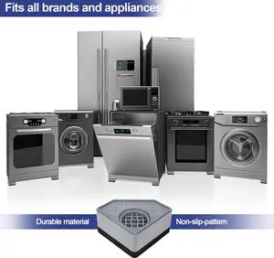 4Pcs Anti Vibration Pads for Washing Machine, Stops Washer Dryer Moving, Prevents Noise, Vibration Transfer, Antivibration Stabilizer Support Feet (Increase1.8in)