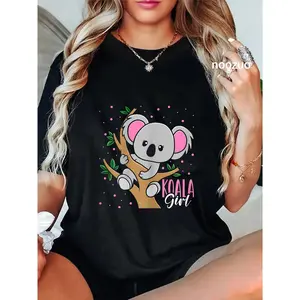 100% Cotton Funny Koala Bear Girl Graphic Printed Men Women T-Shirt