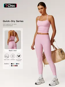 Women's Solid Backless Cami Top & High Waist Leggings Athletic Set, Sporty Comfy Breathable Workout Running Outfits for Yoga Gym, Valentine's Day Gift for Her, Ladies Summer Sportswear, Athleisure Wear Set