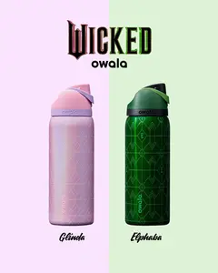 New OWALA x WICKED 32oz FreeSip Glinda & Elphaba Water Bottle, Leak-Proof and Stylish for Everyday Use