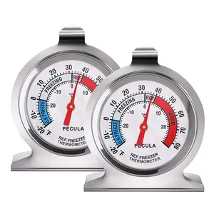 2 Pack Refrigerator Thermometer, -30~30°C/-20~80°F, Classic Fridge Analog Thermometer Large Dial with Red Indicator Thermometer for Freezer Refrigerator Cooler