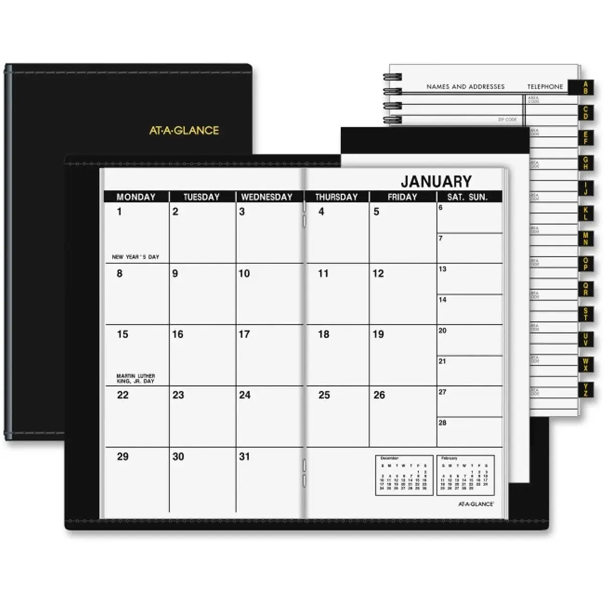 212 MAIN Refillable Bookbound Simulated Leather Pocket Planner, 3.5x6 in, 13-Month At-A-Glance Monthly View Organiser for Office Stationery Needs