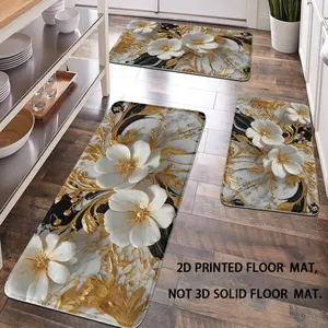 [Popular Choice]1 piece, bathroom decoration, bathroom floor mat, bathroom anti-slip mat, kitchen floor mat, bathroom set, home decoration, floral floor mat, luxurious and simple theme decoration, Bathroom Supplies