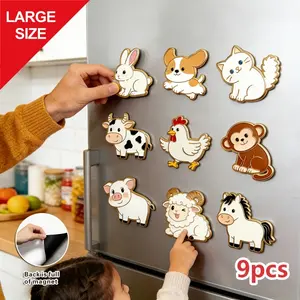 9-Piece Cartoon Farm Animal Dishwasher Magnet | Contains cute shapes such as kittens, puppies, rabbits, etc. - Durable PVC material, easy to install and clean without leaving marks