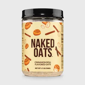 Naked Cinnamon Roll Protein Oats - Gluten-Free Rolled Oats with Whey Protein for Lean Muscle & Stable Energy - 20g of Protein, 6g of Fiber, 2g of Sugar
