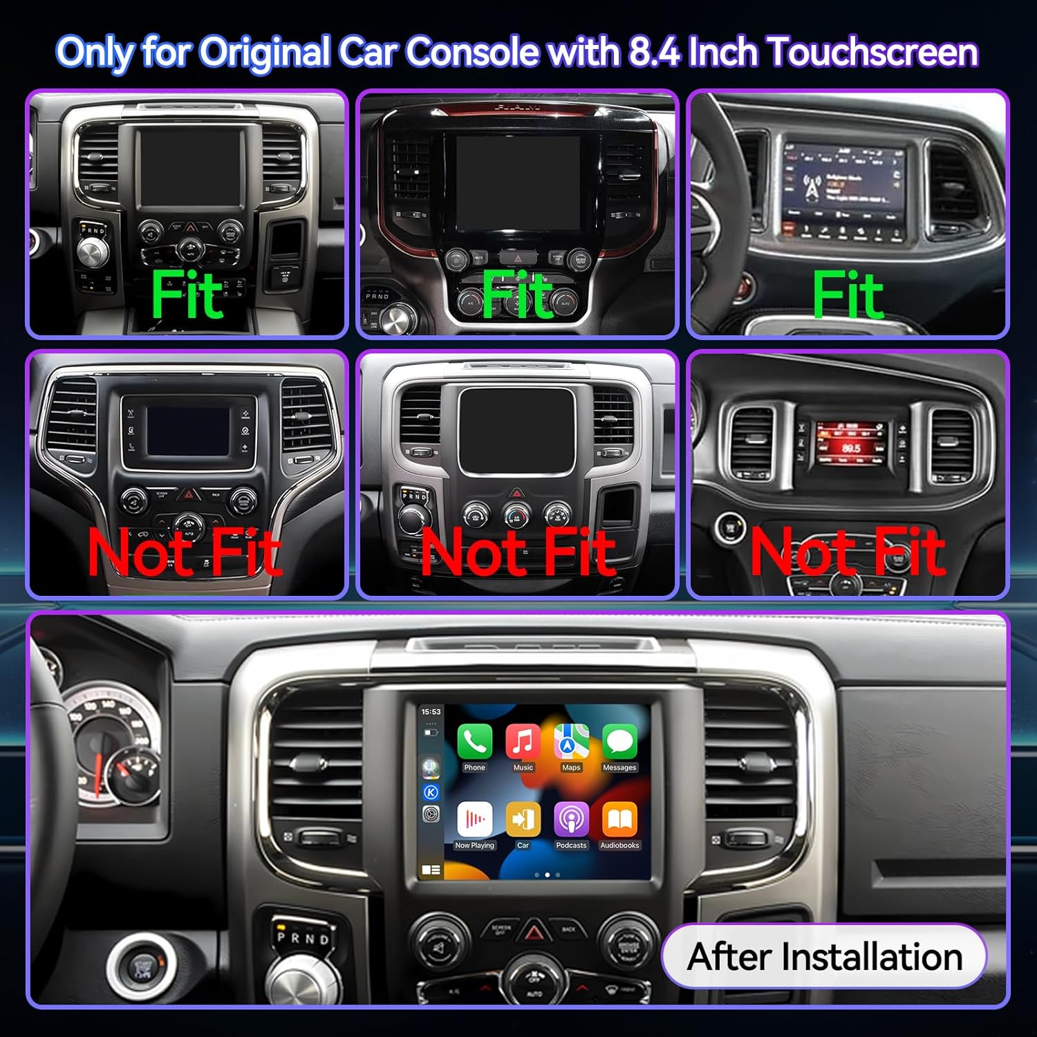 8.4 Inch Car Radio Compatible with Dodge Ram 1500/2500/3500 2013-2018/Dodge Charger 2011-2014/Jeep Grand Cherokee 2014-2022, Car Stereo with Wireless CarPlay/Android Auto (ONLY FIT 8.4in Screen)a