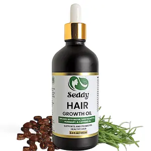 Hair Growth Oil with Caffeine, Rosemary, and Peppermint Oil - 3.4 Fl. Oz