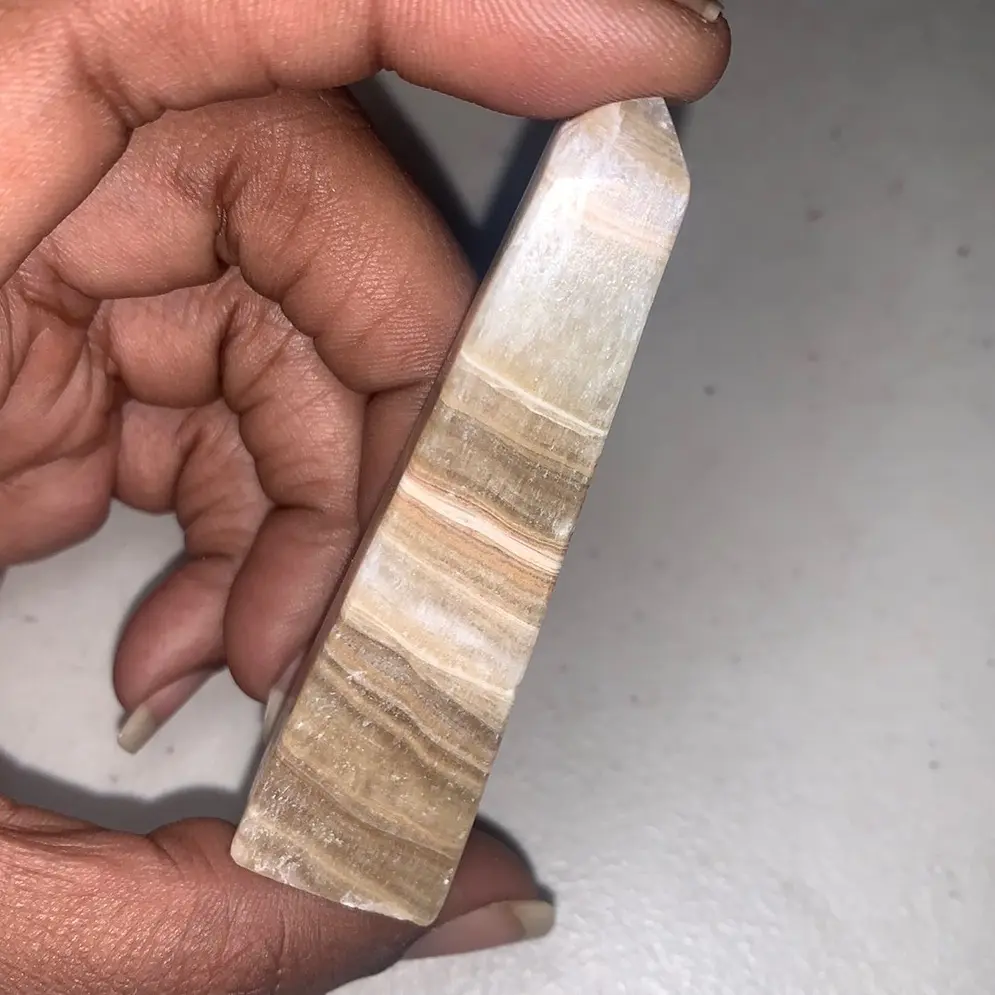Natural Brown Calcite Crystal Mini Tower Obelisk