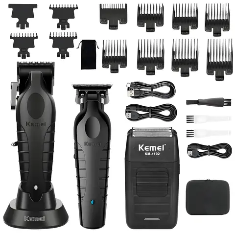 Electric Hair Trimmer Kit, 1 Box Professional Hair Clipper with Guide Comb & Brush, Long-Endurance Cordless Wireless Clippers Set for Travel, Men's Grooming Kit USB Rechargeable Clipper, Hair Trimmers Clippers