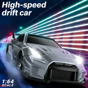 RC Drift Car 1:64 Scale 4WD High Speed Remote Control Car, 2.4GHz with 2 Rechargeable Batteries, LED Lights, Drifting Tires for Kids Boys Girls Adults