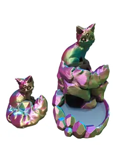 Chromatic multicolor Arcadia the all seeing cat dice tower with dice buddy display
