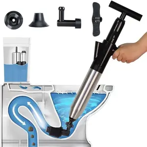 High Pressure Air Drain Blaster Toilet Plunger, Heavy Duty Powerful Clog Remover Tool for Unclogging Toilet, Floor Drain, Bathroom (Black)