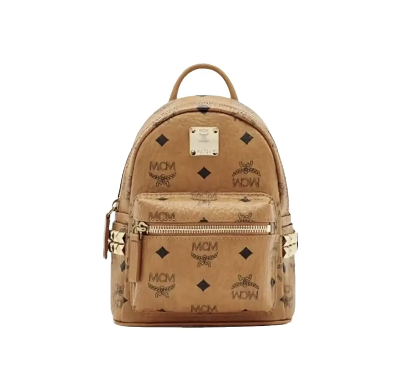 Pre-owned MCM Stark Super Mini Backpack Cognac Gold