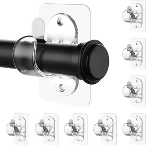 Antimbee 8 PCS Transparent Curtain Rod Bracket, No Drilling Adhesive Curtain Rod Holders for Max 1.3in Rods, 18lbs Load Capacity Hangers for Bathroom, Living Room, Kitchen, TPZJ811