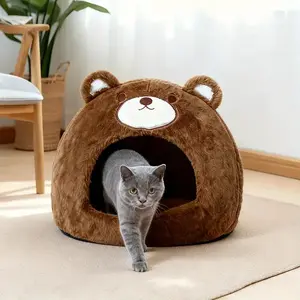 Cute Cat Cave Bed - Thickened Cozy Pet House with Removable Washable Cushion, Portable Hideaway for Indoor Cats & Small Dogs, Soft Warm Kitten & Puppy Bed