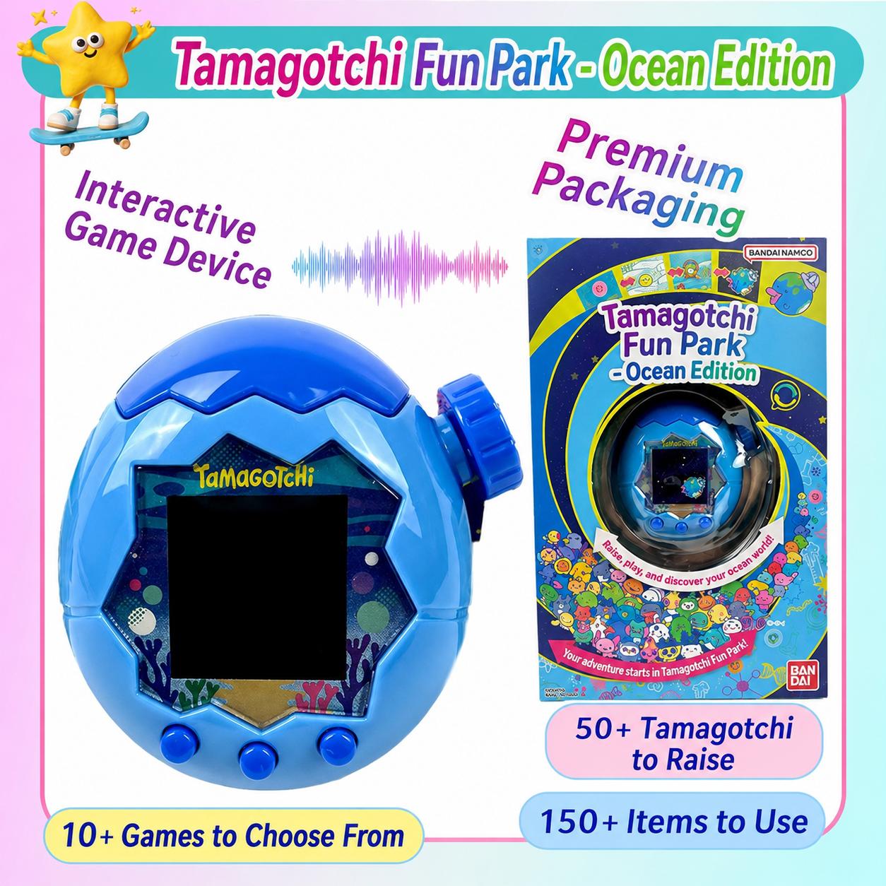 Tamagotchi Electronic Pet Machine - Happy Park Series with Sky, Land, Ocean, Forest Themes, Classic Interactive Gameplay, Portable Pocket Toy, Collectible Gift for Kids & Teens, Forest Series, All Ages, Back To School, Handheld